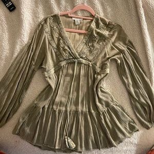 Embroidered Olive green dress size XS